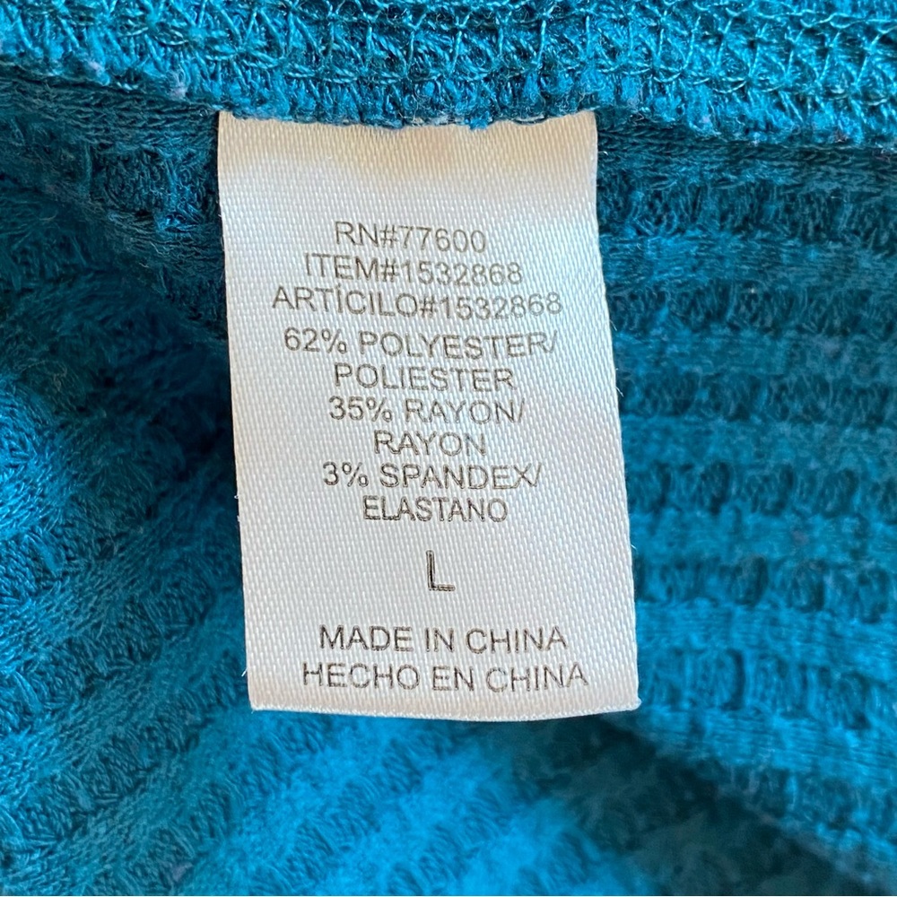 Chaser Teal long sleeve waffle hoodie, Large - Picture 8 of 8